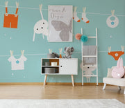 Bunny Laundry Wallpaper Mural