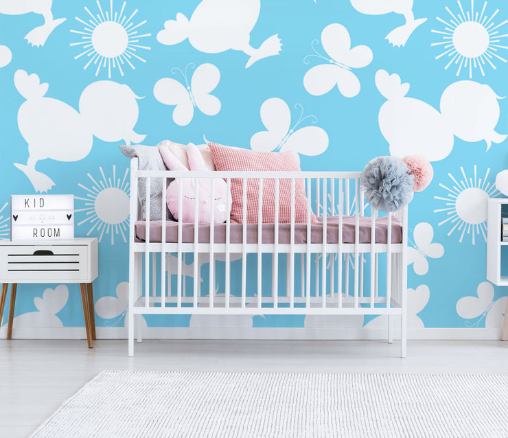 Little Blue Duckies Wallpaper Mural