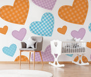 Canvas Hearts Wallpaper Mural