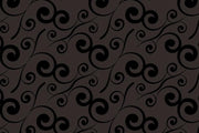 Black curly plants pattern Wall Mural-Patterns-Eazywallz