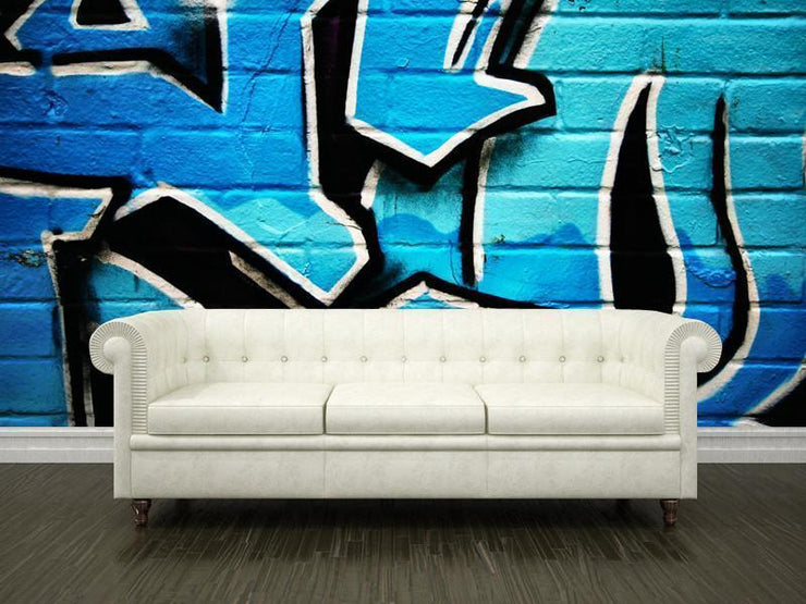 Blue graffiti Wall Mural-Urban-Eazywallz