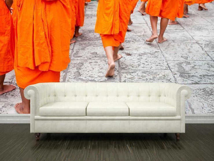 Buddhist monks walking Wall Mural-Zen-Eazywallz