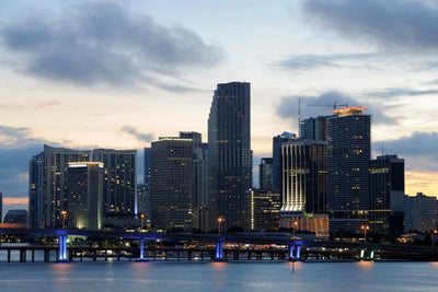 Downtown Miami at dusk Wall Mural-Cityscapes-Eazywallz