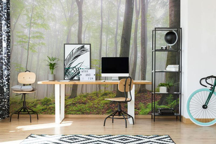 Foggy Forest Hill Wall Mural-Landscapes & Nature-Eazywallz