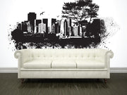 Grunge city Wall Mural-Black & White,Urban,Modern Graphics-Eazywallz