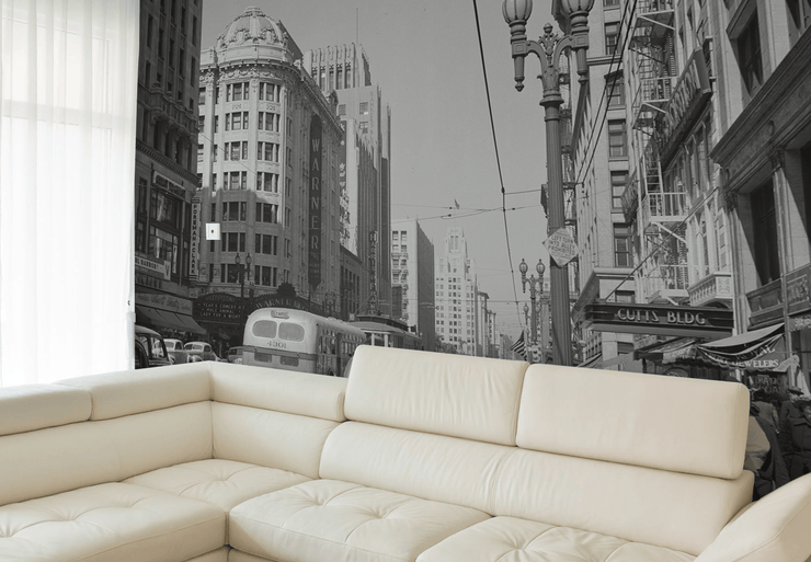 Los Angeles Street Scene in 1942 Wall Mural-Vintage-Eazywallz