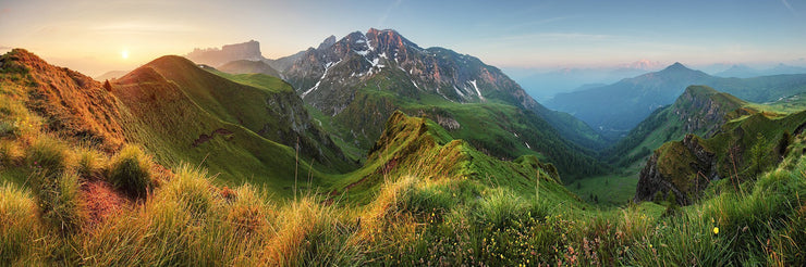 Mountain sunrise panorama in Dolomites Passo Giau Wall Mural-Landscapes & Nature,Panoramic-Eazywallz