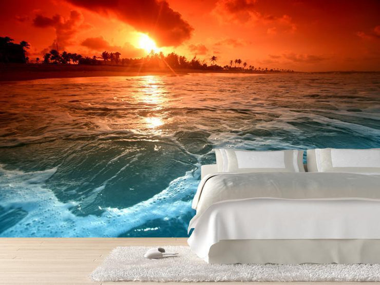 Ocean at dusk Wall Mural-Landscapes & Nature,Tropical & Beach-Eazywallz