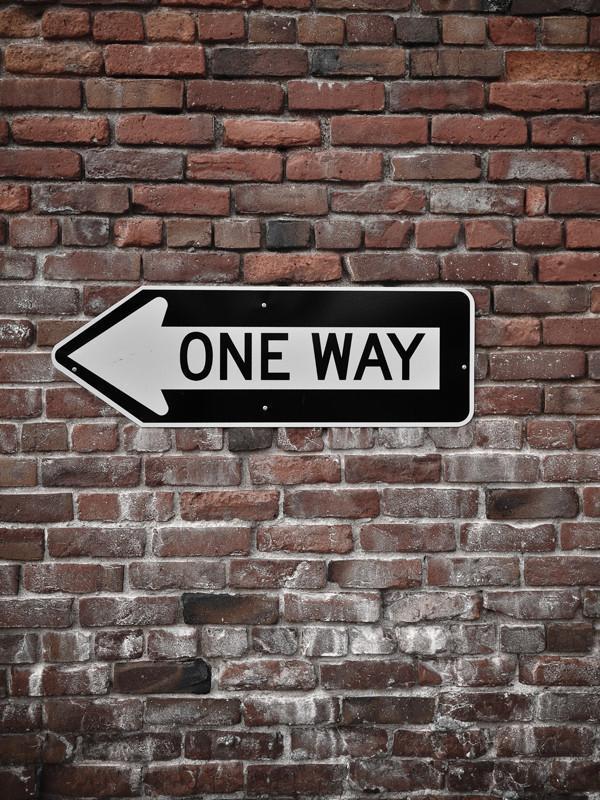 One Way Sign on brick wall Wall Mural-Urban,Textures-Eazywallz