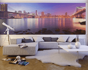 Panoramic View of Manhattan at Dusk Wall Mural-Black & White,Buildings & Landmarks,Cityscapes,Panoramic,Staff Favourite Murals-Eazywallz