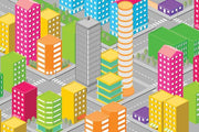 Pixel city wall Mural Wall Mural-Kids' Stuff,Modern Graphics-Eazywallz