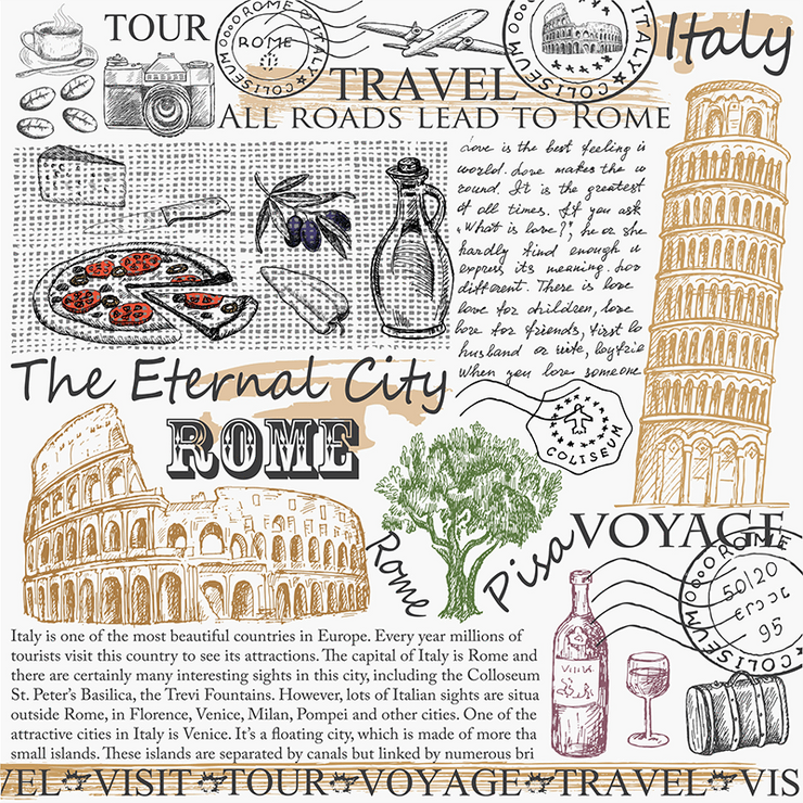 Rome, Italy Travel Card Wall Mural-Food & Drink-Eazywallz