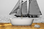 Sailboat Wall Mural-Black & White,Sports,Transportation-Eazywallz