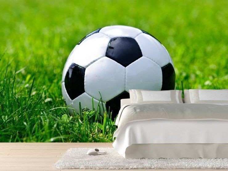 Soccer ball on green grass Wall Mural-Sports-Eazywallz