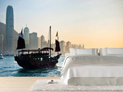 Traditional Chinese Boat against Hong Kong skyline Wall Mural-Cityscapes,Transportation-Eazywallz