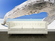 Tree trunk on the white sand Wall Mural-Tropical & Beach-Eazywallz