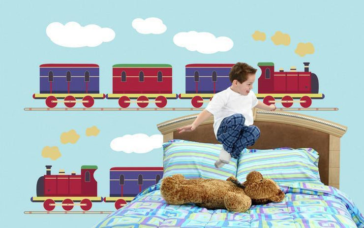 Two little trains Wall Mural-Kids' Stuff-Eazywallz