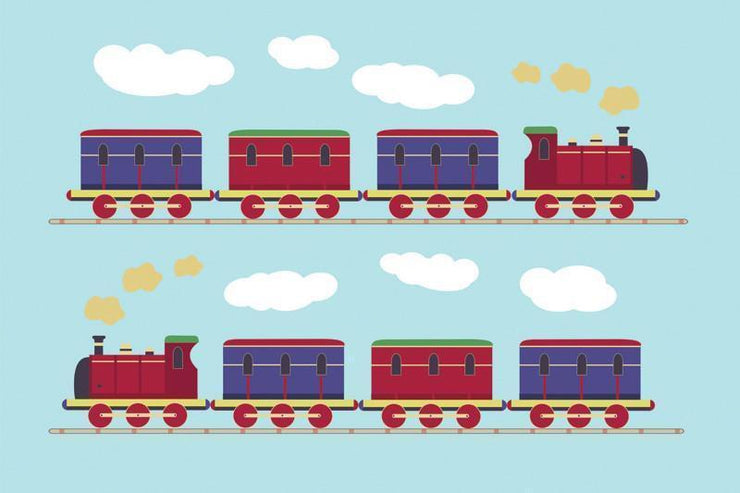 Two little trains Wall Mural-Kids' Stuff-Eazywallz