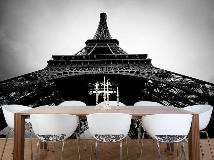 View of the Eiffel Tower, France Wall Mural-Black & White,Buildings & Landmarks-Eazywallz