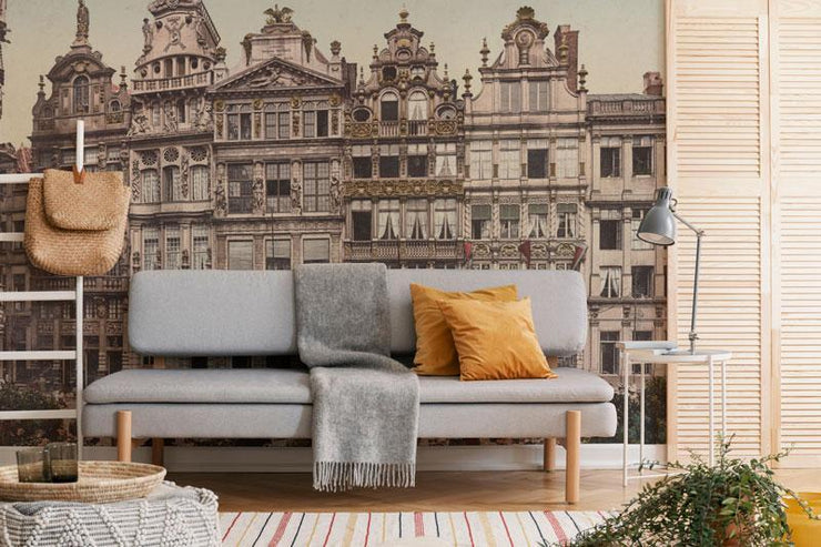 Vintage Grand Place, Belgium Wall Mural-Arts-Eazywallz