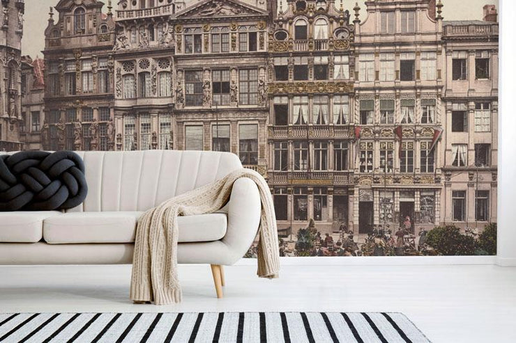 Vintage Grand Place, Belgium Wall Mural-Arts-Eazywallz