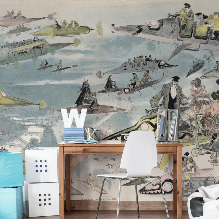 Vintage Steam Punk Wall Mural-Cityscapes-Eazywallz