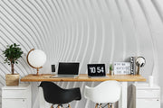 White Curved Architectural Wallpaper Mural-Abstract,Black & White,Buildings & Landmarks,Urban-Eazywallz