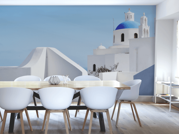 White Greece Architecture Wall Mural-Buildings & Landmarks,Landscapes & Nature,Tropical & Beach-Eazywallz