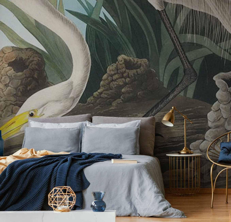 White Heron Wallpaper Mural