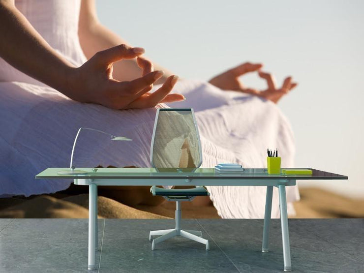 Young woman practicing yoga Wall Mural-Zen-Eazywallz